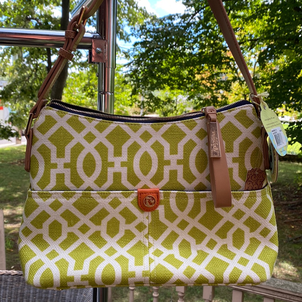 Nwt Beautiful Spartina Handbag In Chartreuse And Cream